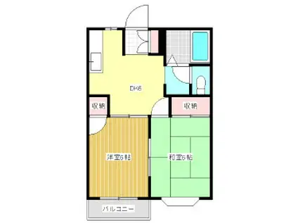 タウニーフジA(2DK/1階)の間取り写真