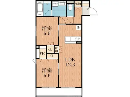 MIO FAMILIA(2LDK/3階)の間取り写真