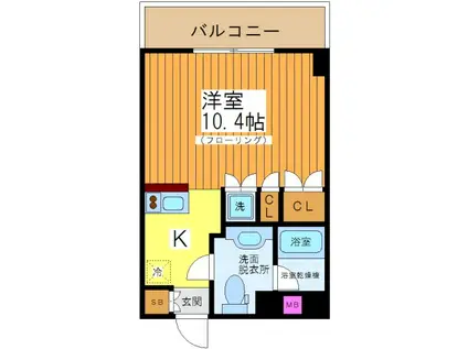 クレイシア世田谷船橋(ワンルーム/4階)の間取り写真