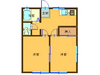 佐々木コーポ蔵持(2DK/1階)の間取り写真