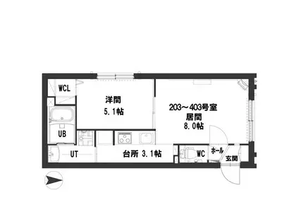 グランメール フロレゾン(1LDK/3階)の間取り写真