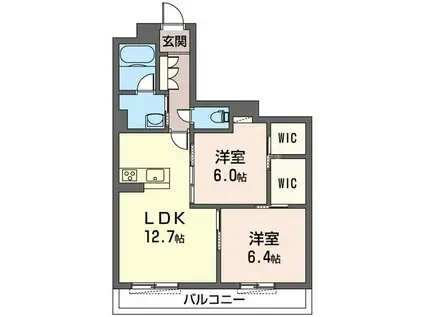 カルセドニー(2LDK/2階)の間取り写真