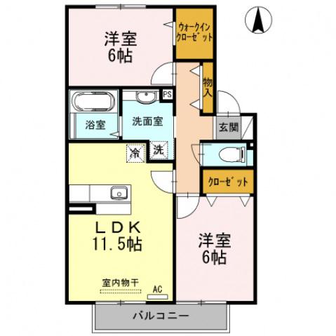 シュトラール喜連(2LDK/2階)の間取り写真