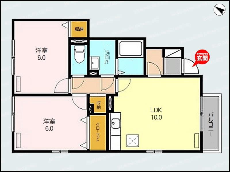 レコルトC棟(2LDK/1階)の間取り写真