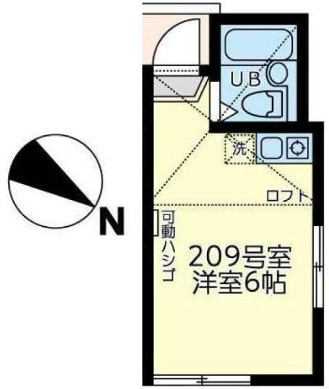 ユナイト上町ヘルマンミュラー(ワンルーム/2階)の間取り写真