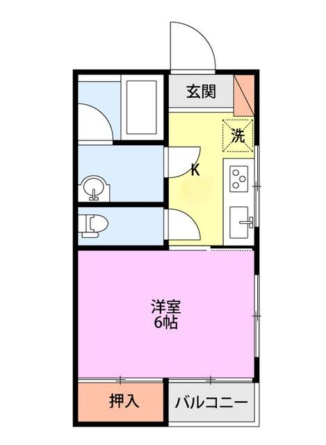ハイツシオン(1K/1階)の間取り写真
