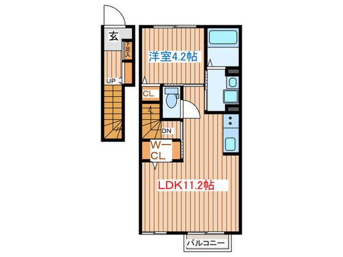 K HILLS(1LDK/2階)の間取り写真