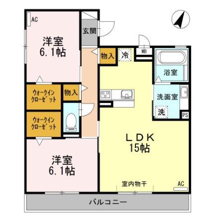 スクエア新富(2LDK/3階)の間取り写真