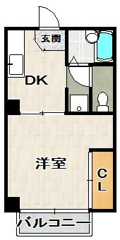 コスモハイツ らん(1DK/2階)の間取り写真