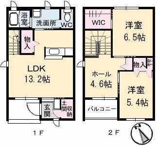 グレース曙F棟(2LDK/1階)の間取り写真