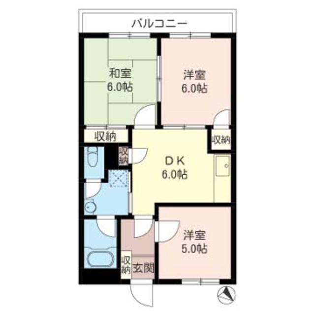 中通マンション(3DK/2階)の間取り写真