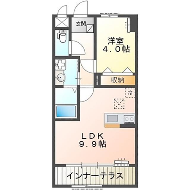 阿見町中郷 (1LDK/1階)の間取り写真