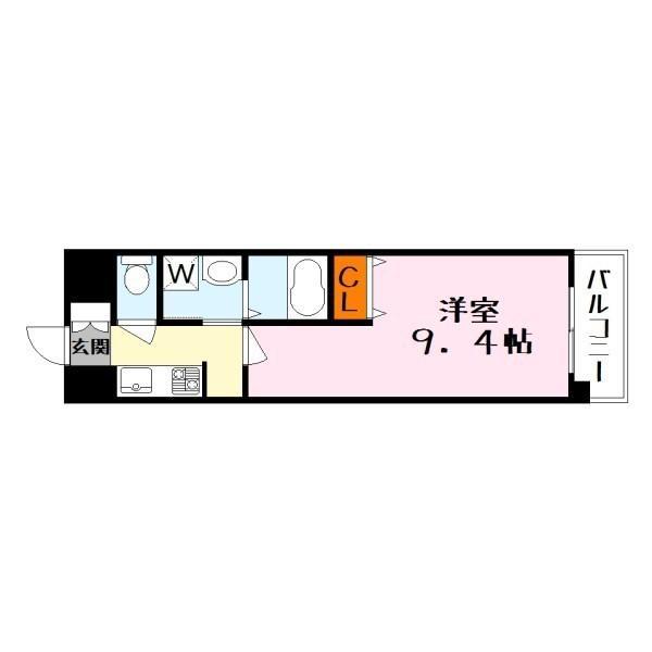 ブエナビスタ南草津(1K/2階)の間取り写真