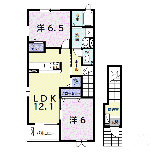 サンウエスト(2LDK/2階)の間取り写真