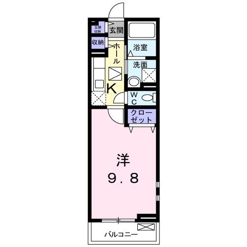 ジェイド III(1K/2階)の間取り写真