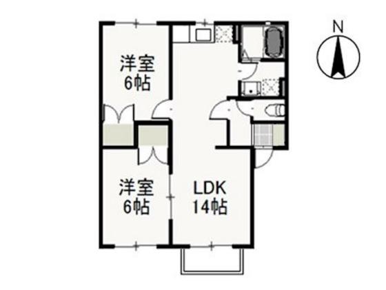 ダイニサンシャインB(2LDK/2階)の間取り写真