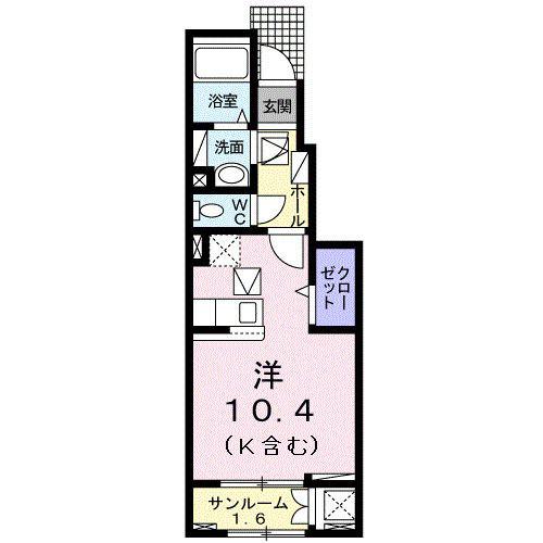 アーベントレーテII(ワンルーム/1階)の間取り写真