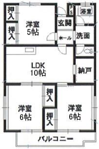 コーポ辻(3LDK/3階)の間取り写真