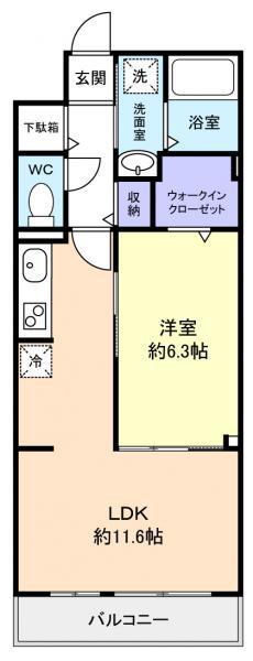 GRACE(1LDK/1階)の間取り写真