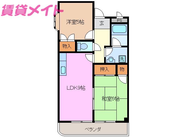 MMハイツNO.1(2LDK/2階)の間取り写真