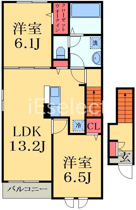 アスフォート(2LDK/2階)の間取り写真