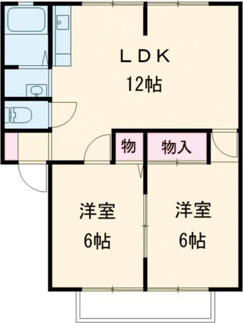 桜の樹ハイツC(2LDK/2階)の間取り写真