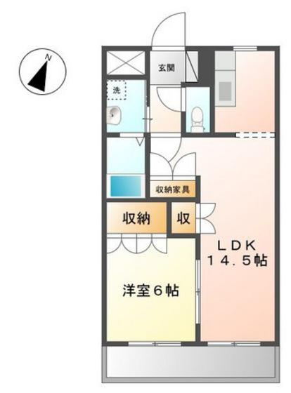 ベルジュI番館(1LDK/2階)の間取り写真