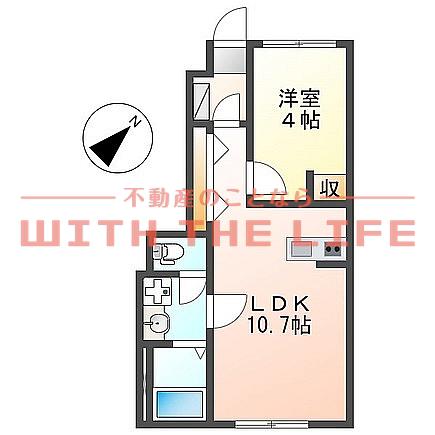 ベルメゾン矢取II(1LDK/1階)の間取り写真