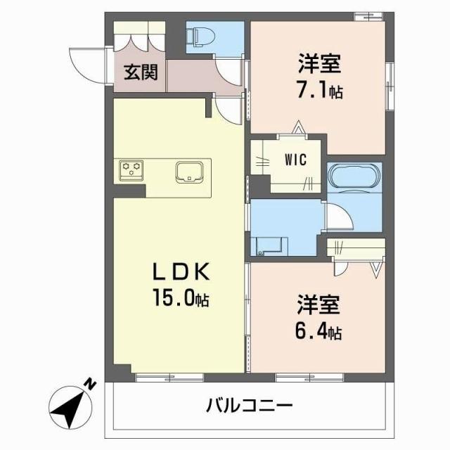 HINASA東鷹匠(2LDK/1階)の間取り写真