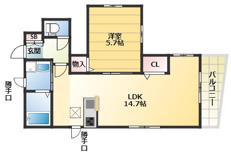 シャーメゾン高羽(1LDK/1階)の間取り写真