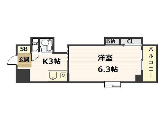 広島電鉄宇品線 宇品三丁目駅 徒歩9分 2階建 築34年(1K/2階)の間取り写真