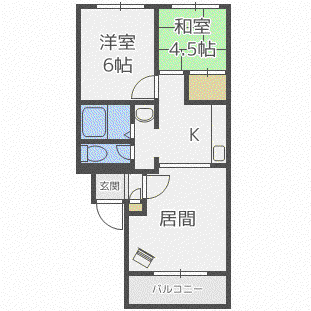リヴァージュ(2LDK/4階)の間取り写真