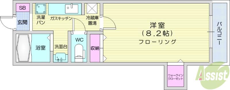 グランツ・Y(1K/2階)の間取り写真