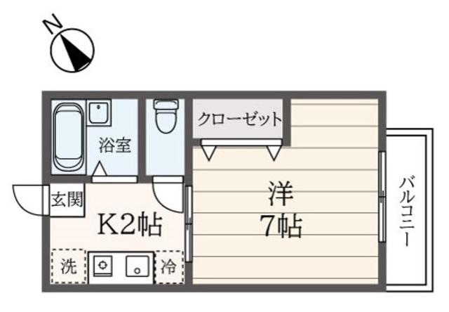ウエストワン(1K/2階)の間取り写真
