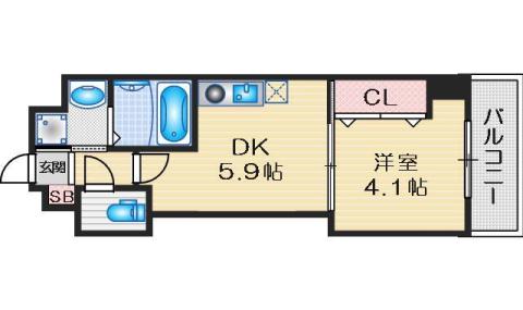 プレステージIII城北(1DK/3階)の間取り写真