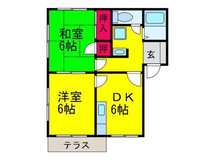 角野ハイツ(2DK/1階)の間取り写真