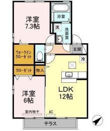 リビングタウン連島F棟(2LDK/1階)の間取り写真