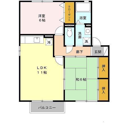 近鉄大阪線 河内山本駅 徒歩28分 2階建 築26年(2LDK/2階)の間取り写真