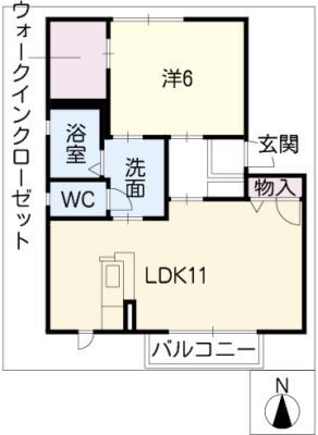 南ガーデンハウスW(1LDK/2階)の間取り写真