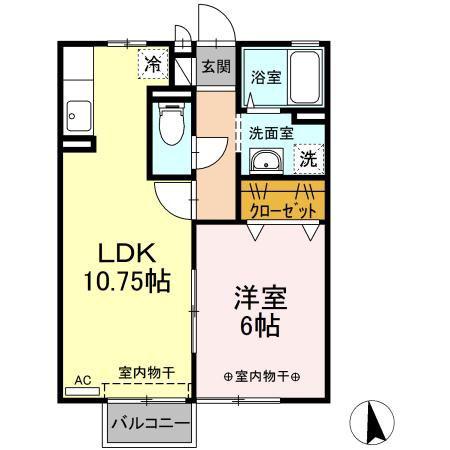SHARES・K(1LDK/1階)の間取り写真