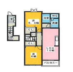 アンテプリマ(2LDK/2階)の間取り写真