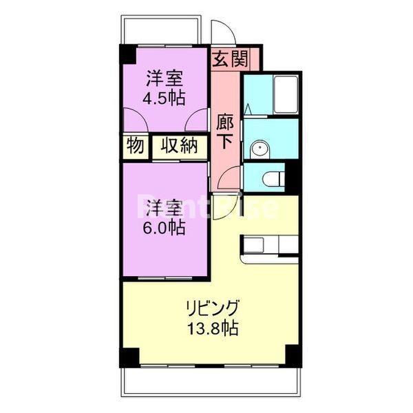 ファミリア岩倉(2LDK/1階)の間取り写真