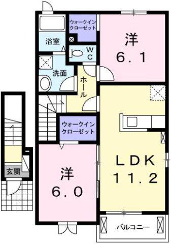 ワンネスサピーC(2LDK/2階)の間取り写真