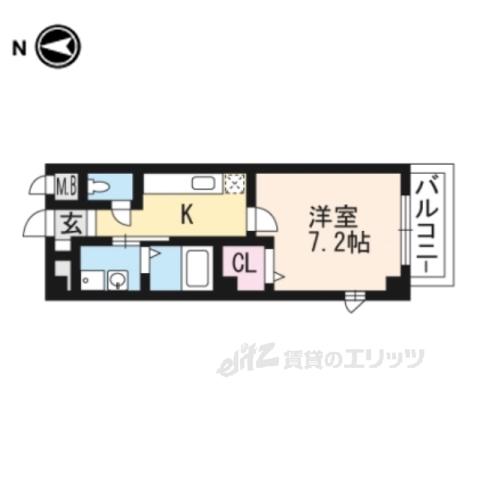 ヌウボー塩小路(1K/2階)の間取り写真