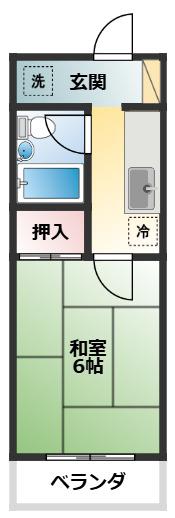 Fビル(1K/2階)の間取り写真