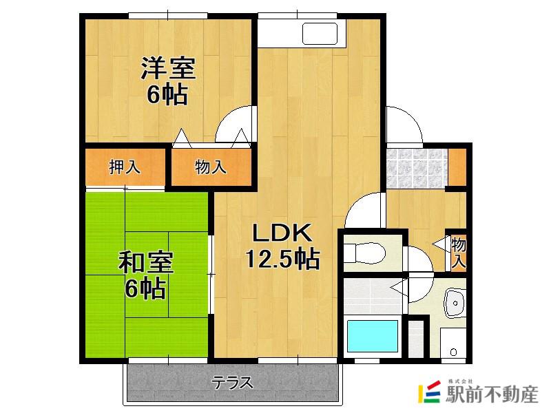 セジュール松泉B(2LDK/1階)の間取り写真