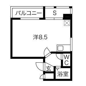 セリニティ星ヶ丘(ワンルーム/2階)の間取り写真