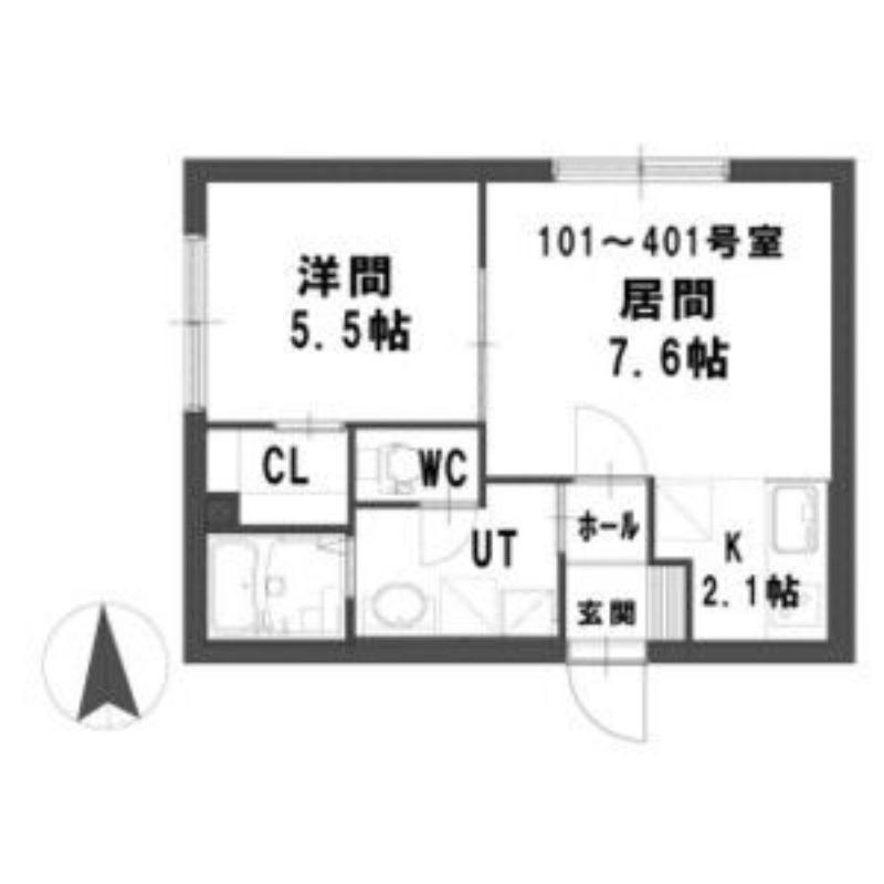 グランメール平岸4・5(1LDK/2階)の間取り写真