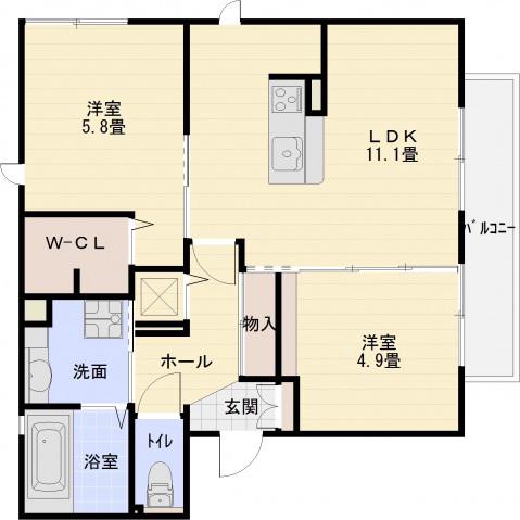 ブランシェメゾン(2LDK/3階)の間取り写真