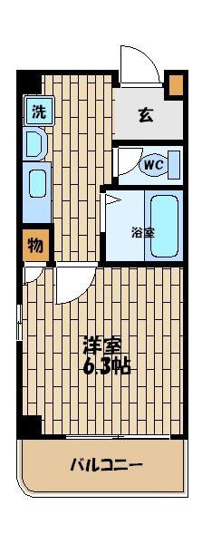 プレジール福島(1K/4階)の間取り写真